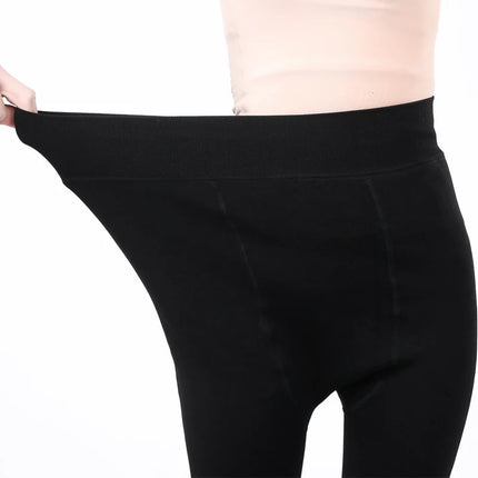 Women Winter Thicken Leggings Warm High Waist Solid Color Velvet for Female Thickened Velvet Pantyhose Stretchy Black Tights PlatiNum