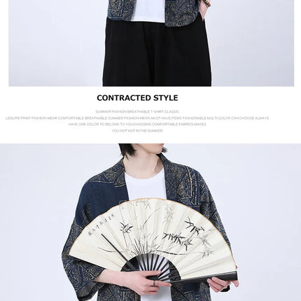 Camicie Uomo Yukata Cosplay Kimono Giapponese Retrò, Camicie Etniche Stampate da Uomo, Camicie in Lino Moda Donna, Blusa Oversize Haori