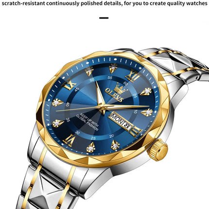 OLEVS Orologio da uomo al quarzo originale Orologio da uomo di lusso con calendario aziendale alla moda in acciaio inossidabile Orologio da specchio a forma impermeabile platinumshop