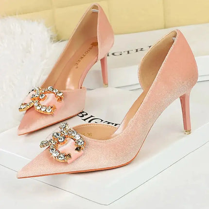 Tacchi alti di lusso Donna 7 cm Tacchi a spillo da 10,5 cm Décolleté da donna con strass in metallo Scarpe da sposa moda Scarpe da ballo sexy da donna 2026 platinumshop