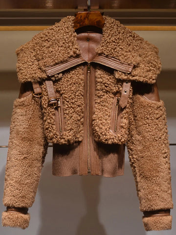 Lautaro Winter Warm Thick Patchwork Faux Fur Coat Women Long Sleeve Zipper Turndown Collar Stylish Fluffy Jacket Fashion 2021
