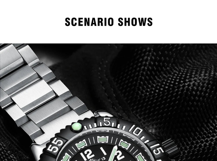 ADDIESDIVE 44mm Men's  Wrist Watch 50m Water Resistant Large Luminous Dial Date Display Stainless Steel Men's Quartz Watch