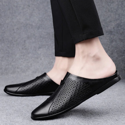 2024 Adulto Estate Mezza Trascinare Piselli In Pelle Mens Scarpe Da Guida Penny Mocassini da Uomo Mocassini Uomo Muli Tenis Masculino Bianco