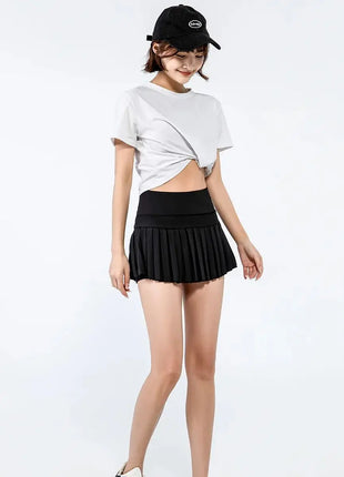 fashionable summer sports shorts women's pleated skirt anti-glare short skirt breathable tennis skirt for outdoor fitness