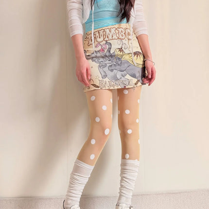Colorful Large Polka Dot Silk Stockings, Sexy Polka Dot Print, Ultra-Thin, Women's Tights, JK Skirt Accessories