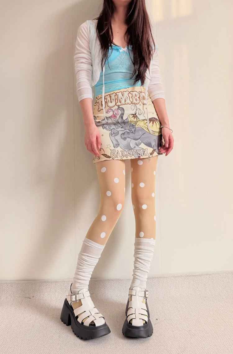 Calze in Seta a Pois Grandi Colorate, Sexy Stampa a Pois, Ultra Sottili, Collant da Donna, Accessori per Gonna JK