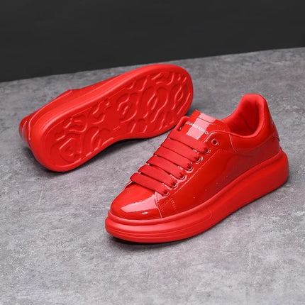 Brand Men's Shoes Black Glossy Casual Men Shoes White Fashion Couple Sneakers Man Shoes for Men