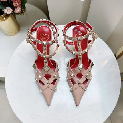 Nuovi Sandali con Tacco Alto e Borchie Primavera/Estate 2026, Sandali a Punta con Tacco Sottile, Scarpe Singole con Borchie platinumshop