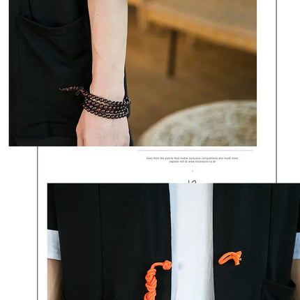 Nuova Camicia Giapponese da Samurai Ricamata in Cotone e Lino da Uomo, Vestibilità Ampia, Stile Retrò Tradizionale, Casual, Traspirante, Confortevole ed Elegante