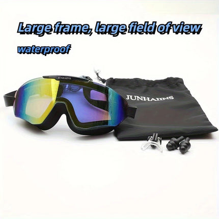 Nuovi occhialini da nuoto HD elettrolitici Occhiali da acqua con montatura grande per adulti Cinturino in silicone PC Buceo Accessori per la pesca subacquea