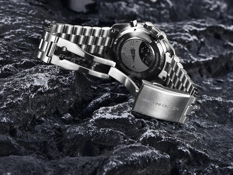 PAGANI DESIGN 500 Orologio da Uomo di Lusso con Cronografo Sportivo, Quadrante Tondo, Vetro Zaffiro AR, Movimento Giapponese, Acciaio 316L, Luminoso platinumshop