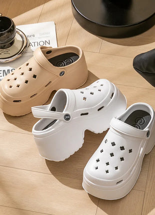 Sandali da Donna con Tacco Alto 9CM, Nuove Ciabatte Estive 2024, Scarpe da Spiaggia e Giardino con Suola Morbida, Impermeabili, Scarpe Forate da Donna per Esterni