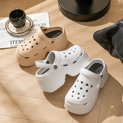 Sandali da Donna con Tacco Alto 9CM, Nuove Ciabatte Estive 2024, Scarpe da Spiaggia e Giardino con Suola Morbida, Impermeabili, Scarpe Forate da Donna per Esterni