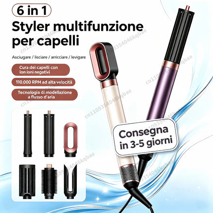 SenCiciMen 6-in-1 Air Multi-Styler & Hair Dryer Brush With Auto-Wrap Curlers 1500W Powerful Blow Dryer with Negative Ions  Fast Drying, Curling, Volumizing & Straightening Gift for Women