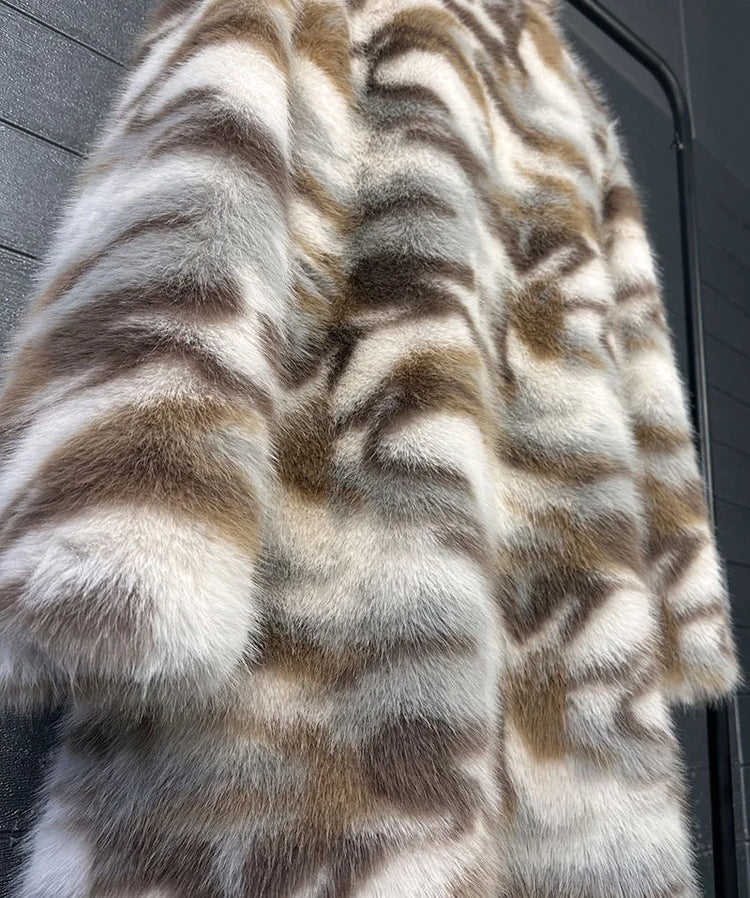 ZADORIN 130cm Long Fluffy Woman Leopard Faux Fur Coat Y2K Clothes Luxury Warm Faux Fur Jackets Winter Coats For Woman Outerwears