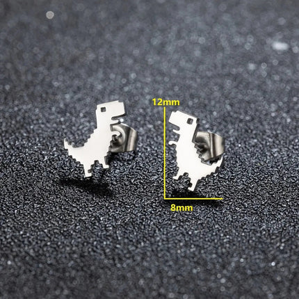 1 paio di nuova moda minimalista carino femminile in acciaio inossidabile mini dinosauro orecchini per ragazze accessori gioielli regali GED509 platinumshop