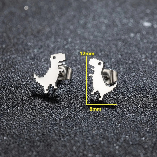 1 paio di nuova moda minimalista carino femminile in acciaio inossidabile mini dinosauro orecchini per ragazze accessori gioielli regali GED509 platinumshop