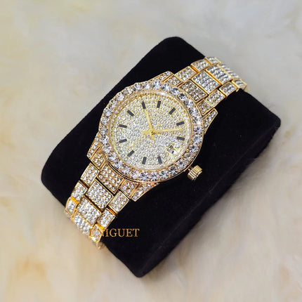 Orologio da Donna Elegante con Quadrante Piccolo Rosa, Orologio da Polso Mini con Diamanti Bling-Bling di Lusso per Abiti da Sera, Regalo per Lei platinumshop