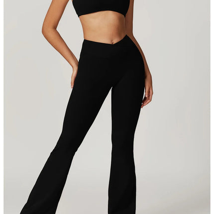 Flare Leggings Yoga Pants Women Bell-bottoms Yoga Tights High Waist Fitness Pants Stretch Gym Workout Sports Push Up Leggings PlatiNum