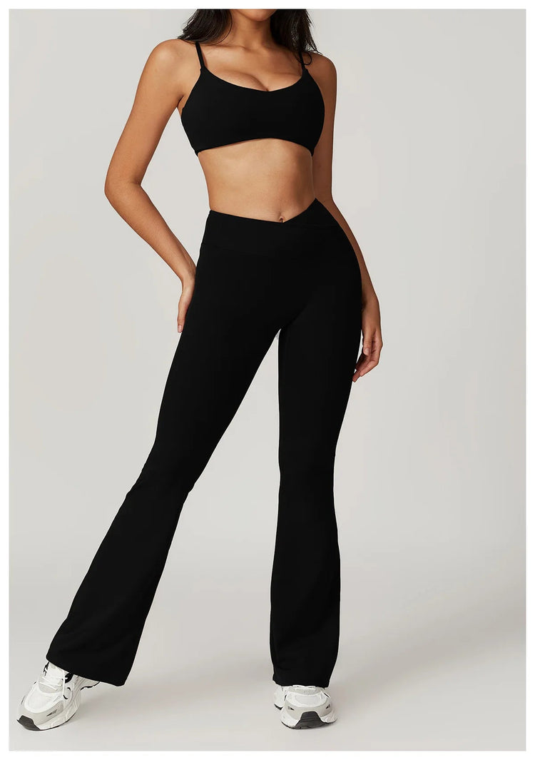 Flare Leggings Yoga Pants Women Bell-bottoms Yoga Tights High Waist Fitness Pants Stretch Gym Workout Sports Push Up Leggings PlatiNum