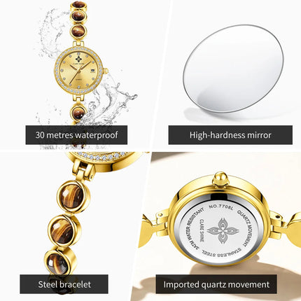 Orologio da donna CLARE SHINE Brand 7708, elegante orologio al quarzo di lusso, impermeabile, con datario, collezione Stellar Eyes. platinumshop