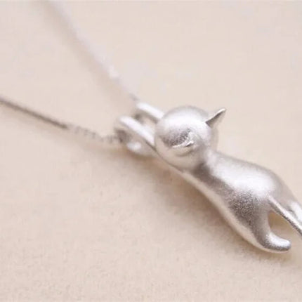 Popular 925 Sterling Silver Jewelry Fashion Simple Animal Cute Kitty Clavicle Chain Pendant Cat Necklaces XL003 PlatiNum