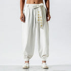 Mens Embroidered Japanese Kimono Pants Wide Leg Harajuku Casual Trousers 2023 Traditional Asian Clothing Yukata Style Harem Costume