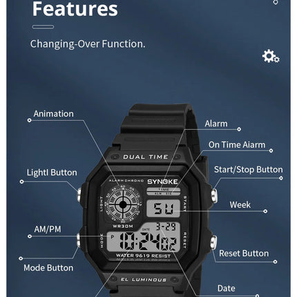 SYNOKE Military Digital Watches Men Sports cronografo luminoso impermeabile maschile orologi da polso elettronici Relogio Masculino platinumshop