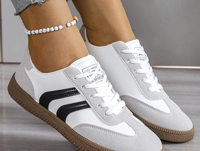 Spring Autumn Platform Sneakers Women Fashion Mixed Colors Lace-Up Sport Shoes Woman Comfortable Non Slip Flat Trainers Female PlatiNum