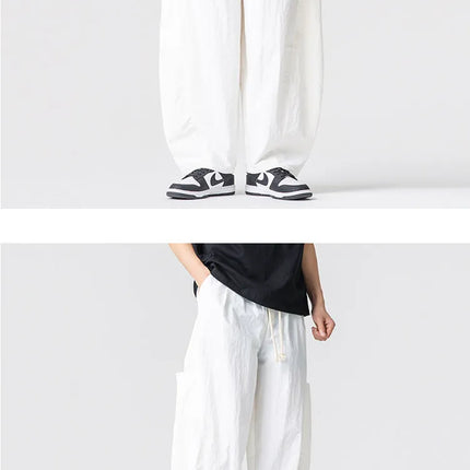 Pantaloni Estivi Leggeri da Uomo e Donna, Streetwear con Coulisse, Stile Y2K, Cargo, Tinta Unita, Gamba Larga, Taglie Forti fino alla 5XL