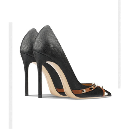 Scarpe da Donna in Pelle Verniciata Stile Star 2026, Tacchi Alti di Lusso con Borchie, Pumps Sexy a Punta, Scarpe da Sposa, Scarpe da Sera 34