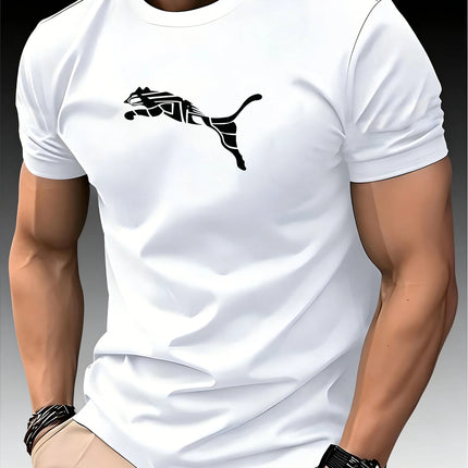 Men's Fashion Leopard Print Fox T-shirt New Summer Luxury Round Neck Casual Trend Y2K High-End High-Quality Fitness Sports T-shirt