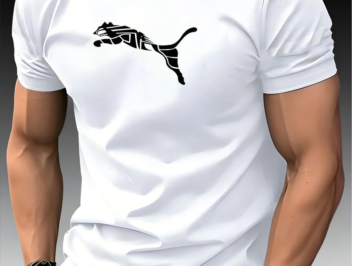 Men's Fashion Leopard Print Fox T-shirt New Summer Luxury Round Neck Casual Trend Y2K High-End High-Quality Fitness Sports T-shirt