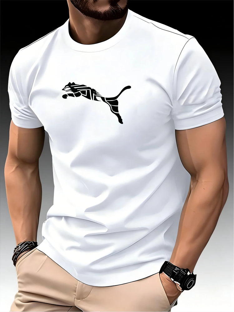 T-shirt con stampa leopardata volpe moda uomo nuova estate di lusso girocollo tendenza casual Y2K T-shirt sportiva fitness di fascia alta di alta qualità