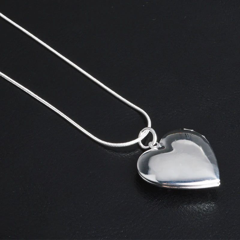 Classico Vintage Rose Flower 925 Sterling Silver medaglione doppio cuore collana foto El collare ciondolo donna miglior regalo