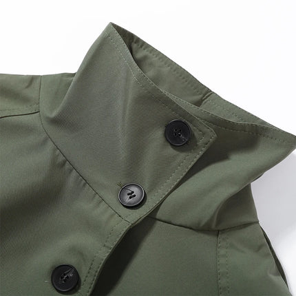 2026 Spring Women's Solid Lace Up Trench Coat Stand Collar Double Breasted Jacket Stylish New Lady Long Sleeve Outerwear Street