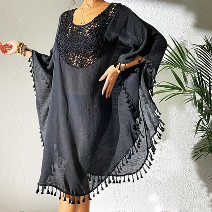 Abito Copricostume Estivo da Donna con Scollo Quadrato, Protezione Solare, Vestibilità Ampia, Traforato, per Spiaggia e Vacanze platinumshop