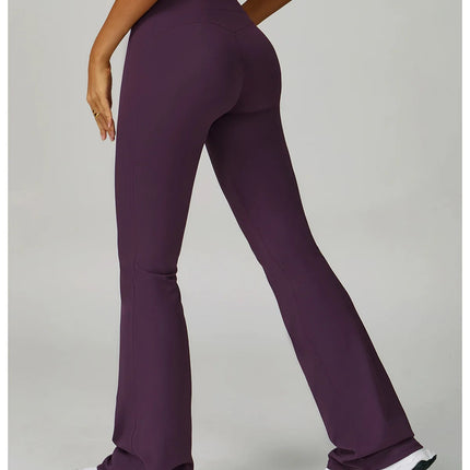 Flared Leggings Women's Wide-leg Pants High Waisted Hip lifting Yoga Pants Quick Drying Running Exercise Fitness Bell bottoms PlatiNum