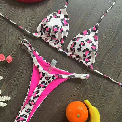 Bikini rugosi con scollo all'americana stampato Mini micro perizoma bikini costume da bagno femminile costumi da bagno donna bikini a due pezzi costume da bagno da bagno platinumshop