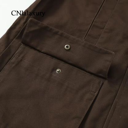 CNlalaxury Women 2025 Autumn New Fashion Contrast Collar Long Sleeve Jacket Casual Warm Coat High Street Outerwear Mujer