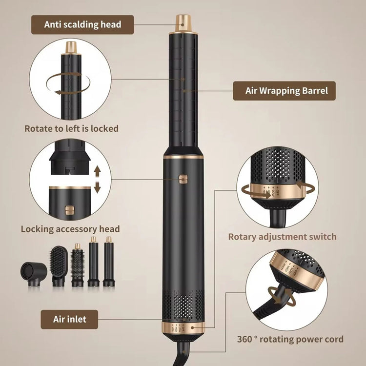 5 in 1 Professional Hair Dryer Straightener Hair Curler 1000W Electric Comb Hair Dryer Brush Hot Hair Volume Curlers Hair Style Set