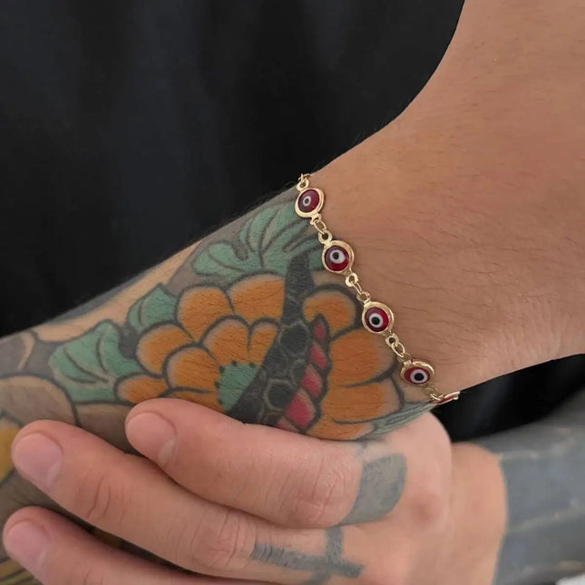 IngeSight.Z Vintage Acrilico Occhi Catena Collana regolabile Bracciali Set Uomo Punk Color oro Clavicola Girocollo Gioielli di Halloween platinumshop