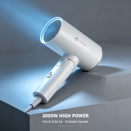 Foldable Hair Dryer 2000W High Power Portable Travel Hair Dryer Cold Air Function 220‑240V For Home Hotel Household Use