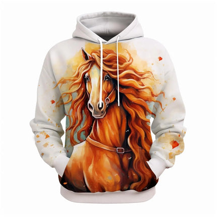 Horse Animal Graphic 3D Print Hoodies Men Women Hooded Sweatshirts Oversized Harajuku Pullover Tracksuit Coat Man Clothing