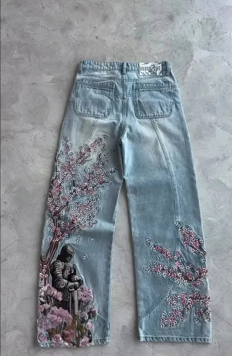 Jeans Boot Cut Retrò Miss Me da Donna, Nuovi Jeans Blu Y2K con Tasche Ricamate, Stile Hip Hop Harajuku Gotico, Pantaloni Larghi Streetwear