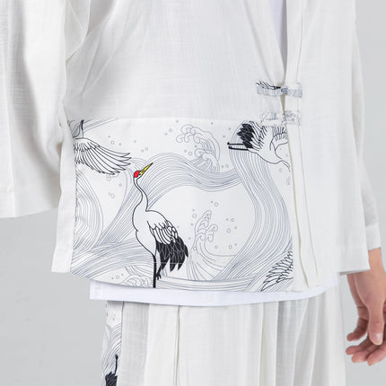 Camicia da uomo in cotone e lino samurai giapponese, camicie da uomo casual tradizionali retrò larghe, abbigliamento traspirante, confortevole ed elegante