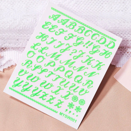1PC 26-English Alphabet Number 3D Self-adhesive Nail Art Decal Sticker Word Small Letter Nail Decals Sticker Manicure Decoration