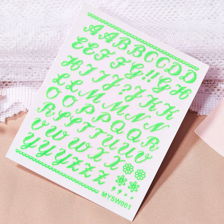 1PC 26-English Alphabet Number 3D Self-adhesive Nail Art Decal Sticker Word Small Letter Nail Decals Sticker Manicure Decoration