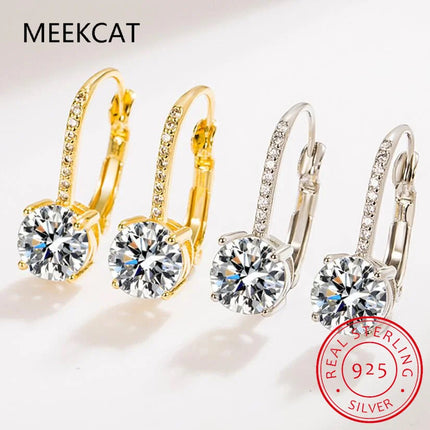 18K Gold 2 Carat Moissanite Hoop Earrings 8mm Lab Diamond Earring for Women Original 925 Silver Jewelry Huggies PlatiNum