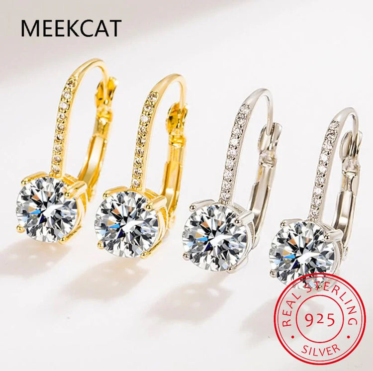 18K Gold 2 Carat Moissanite Hoop Earrings 8mm Lab Diamond Earring for Women Original 925 Silver Jewelry Huggies PlatiNum